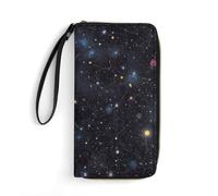DWTJKMS Constellation Star Clusters Galaxies Long Wallet Slim PU Leather Wallets for Men Women Minimalist Wallet with Card Slots, white, 19.7x10.5cm