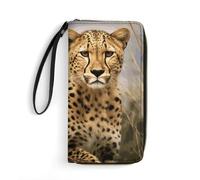 DWTJKMS Cool Leopard Long Wallet Slim PU Leather Wallets for Men Women Minimalist Wallet with Card Slots, white, 19.7x10.5cm