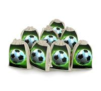 DWTJKMS Cool Soccer Ball Gift Pouches 8PCS Portable Small Drawstring Storage Bags Pouches Reusable Cotton Linen Bunches Pocket For Wedding, Travel, Office, Workout (Unisex)