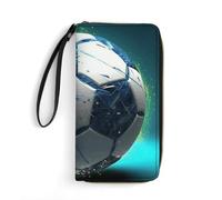 DWTJKMS Cool Soccer Ball Long Wallet Slim PU Leather Wallets for Men Women Minimalist Wallet with Card Slots, white, 19.7x10.5cm