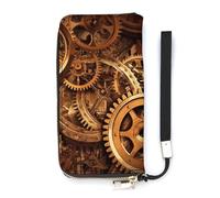 DWTJKMS Cool Steampunk Gears Long Wallet Slim PU Leather Wallets for Men Women Minimalist Wallet with Card Slots, white, 20x10.5cm