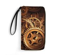 DWTJKMS Cool Steampunk Gears Long Wallet Slim PU Leather Wallets for Men Women Minimalist Wallet with Card Slots, white, 19.7x10.5cm