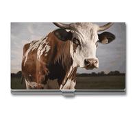 DWTJKMS Cow Business Card Holder Aluminum Alloy Card Case Metal Name Card Holder for Men Women Professional Credit Card ID Case for Office Business Unique Gift