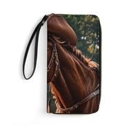 DWTJKMS Cowboy Ride Horse Long Wallet Slim PU Leather Wallets for Men Women Minimalist Wallet with Card Slots, white, 19.7x10.5cm