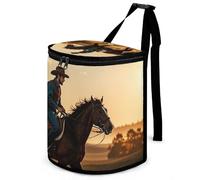 DWTJKMS Cowboys Riding Horses Car Trash Can with Lid Large Capacity Hanging Auto Trash Bin Leak-Proof Waterproof Trash Bin Cars Must Haves Interior Accessories