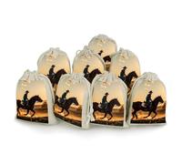 DWTJKMS Cowboys Riding Horses Gift Pouches 8PCS Portable Small Drawstring Storage Bags Pouches Reusable Cotton Linen Bunches Pocket For Wedding, Travel, Office, Workout (Unisex)