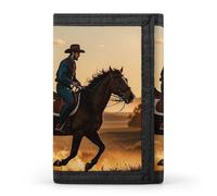 DWTJKMS Cowboys Riding Horses Wallet Minimalist Mens Slim Trifold Wallets Modern Fashion Wallets Anti-Theft Wallet Holds Cards And Cash