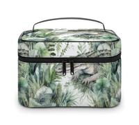 DWTJKMS Crocodile Green Makeup Bag, Cosmetic Organizer Case Large Portable Capacity Make Up Bags Women Travel Toiletry Bags with Handle And Divider