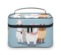 DWTJKMS Cute Alpacas Makeup Bag, Cosmetic Organizer Case Large Portable Capacity Make Up Bags Women Travel Toiletry Bags with Handle And Divider