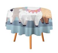 DWTJKMS Cute Alpacas Round Tablecloth, Picnic Dinner Party Decor Table Covers Summer Fall Outdoor Circle Cover 50x50in for Wedding Birthday Patio Party