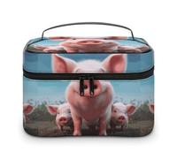 DWTJKMS Cute Animal Family Makeup Bag, Cosmetic Organizer Case Large Portable Capacity Make Up Bags Women Travel Toiletry Bags with Handle And Divider