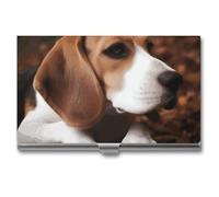 DWTJKMS Cute Beagle Business Card Holder Aluminum Alloy Card Case Metal Name Card Holder for Men Women Professional Credit Card ID Case for Office Business Unique Gift