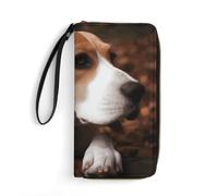 DWTJKMS Cute Beagle Long Wallet Slim PU Leather Wallets for Men Women Minimalist Wallet with Card Slots, white, 19.7x10.5cm