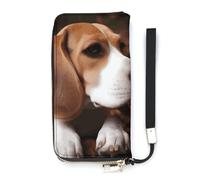 DWTJKMS Cute Beagle Long Wallet Slim PU Leather Wallets for Men Women Minimalist Wallet with Card Slots, white, 20x10.5cm