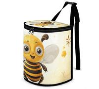DWTJKMS Cute Bees Honey Car Trash Can with Lid Large Capacity Hanging Auto Trash Bin Leak-Proof Waterproof Trash Bin Cars Must Haves Interior Accessories