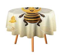 DWTJKMS Cute Bees Honey Round Tablecloth, Picnic Dinner Party Decor Table Covers Summer Fall Outdoor Circle Cover 50x50in for Wedding Birthday Patio Party