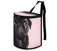 DWTJKMS Cute Black Pug Car Trash Can with Lid Large Capacity Hanging Auto Trash Bin Leak-Proof Waterproof Trash Bin Cars Must Haves Interior Accessories