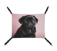 DWTJKMS Cute Black Pug Cat Hammock Soft Sleeping Hammocks Adjustable Pet Hammock All Season Use for Cats, Ferret, Puppy, Rabbits, Small Animals (Classical)