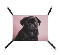 DWTJKMS Cute Black Pug Cat Hammock Soft Sleeping Hammocks Adjustable Pet Hammock All Season Use for Cats, Ferret, Puppy, Rabbits, Small Animals (Classical)