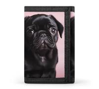 DWTJKMS Cute Black Pug Wallet Minimalist Mens Slim Trifold Wallets Modern Fashion Wallets Anti-Theft Wallet Holds Cards And Cash