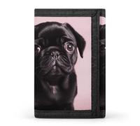 DWTJKMS Cute Black Pug Wallet Minimalist Mens Slim Trifold Wallets Modern Fashion Wallets Anti-Theft Wallet Holds Cards And Cash