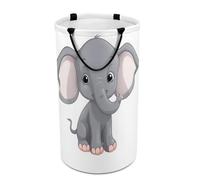 DWTJKMS Cute Cartoon Elephant Laundry Basket, Collapsible Dirty Clothes Hamper with Easy Carry Handles, Large Storage Basket for Laundry Room Dorm, Family