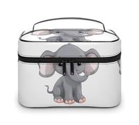 DWTJKMS Cute Cartoon Elephant Makeup Bag, Cosmetic Organizer Case Large Portable Capacity Make Up Bags Women Travel Toiletry Bags with Handle And Divider