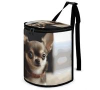 DWTJKMS Cute Chihuahua Car Trash Can with Lid Large Capacity Hanging Auto Trash Bin Leak-Proof Waterproof Trash Bin Cars Must Haves Interior Accessories