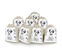 DWTJKMS Cute Dalmatian Gift Pouches 8PCS Portable Small Drawstring Storage Bags Pouches Reusable Cotton Linen Bunches Pocket For Wedding, Travel, Office, Workout (Unisex)
