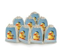 DWTJKMS Cute Diorama Duck Gift Pouches 8PCS Portable Small Drawstring Storage Bags Pouches Reusable Cotton Linen Bunches Pocket For Wedding, Travel, Office, Workout (Unisex)