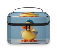DWTJKMS Cute Diorama Duck Makeup Bag, Cosmetic Organizer Case Large Portable Capacity Make Up Bags Women Travel Toiletry Bags with Handle And Divider