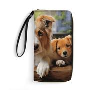 DWTJKMS Cute Dogs Animal Long Wallet Slim PU Leather Wallets for Men Women Minimalist Wallet with Card Slots, white, 19.7x10.5cm