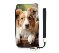 DWTJKMS Cute Dogs Animal Long Wallet Slim PU Leather Wallets for Men Women Minimalist Wallet with Card Slots, white, 20x10.5cm
