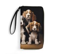 DWTJKMS Cute Dogs Long Wallet Slim PU Leather Wallets for Men Women Minimalist Wallet with Card Slots, white, 19.7x10.5cm