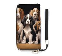 DWTJKMS Cute Dogs Long Wallet Slim PU Leather Wallets for Men Women Minimalist Wallet with Card Slots, white, 20x10.5cm