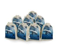 DWTJKMS Cute Dolphins Gift Pouches 8PCS Portable Small Drawstring Storage Bags Pouches Reusable Cotton Linen Bunches Pocket For Wedding, Travel, Office, Workout (Unisex)