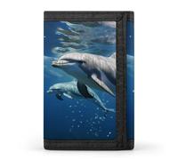 DWTJKMS Cute Dolphins Wallet Minimalist Mens Slim Trifold Wallets Modern Fashion Wallets Anti-Theft Wallet Holds Cards And Cash