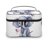 DWTJKMS Cute Elephant Makeup Bag, Cosmetic Organizer Case Large Portable Capacity Make Up Bags Women Travel Toiletry Bags with Handle And Divider