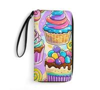DWTJKMS Cute Food Long Wallet Slim PU Leather Wallets for Men Women Minimalist Wallet with Card Slots, white, 19.7x10.5cm