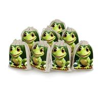 DWTJKMS Cute Frog Gift Pouches 8PCS Portable Small Drawstring Storage Bags Pouches Reusable Cotton Linen Bunches Pocket For Wedding, Travel, Office, Workout (Unisex)