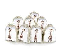 DWTJKMS Cute Giraffe Gift Pouches 8PCS Portable Small Drawstring Storage Bags Pouches Reusable Cotton Linen Bunches Pocket For Wedding, Travel, Office, Workout (Unisex)