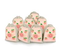 DWTJKMS Cute Grapefruit Gift Pouches 8PCS Portable Small Drawstring Storage Bags Pouches Reusable Cotton Linen Bunches Pocket For Wedding, Travel, Office, Workout (Unisex)