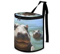 DWTJKMS Cute Hippos Car Trash Can with Lid Large Capacity Hanging Auto Trash Bin Leak-Proof Waterproof Trash Bin Cars Must Haves Interior Accessories