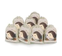 DWTJKMS Cute Little Hedgehog Gift Pouches 8PCS Portable Small Drawstring Storage Bags Pouches Reusable Cotton Linen Bunches Pocket For Wedding, Travel, Office, Workout (Unisex)