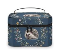 DWTJKMS Cute Little Hedgehog Makeup Bag, Cosmetic Organizer Case Large Portable Capacity Make Up Bags Women Travel Toiletry Bags with Handle And Divider