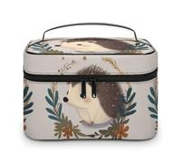 DWTJKMS Cute Little Hedgehog Makeup Bag, Cosmetic Organizer Case Large Portable Capacity Make Up Bags Women Travel Toiletry Bags with Handle And Divider
