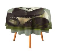 DWTJKMS Cute Little Panda Round Tablecloth, Picnic Dinner Party Decor Table Covers Summer Fall Outdoor Circle Cover 70x70in for Wedding Birthday Patio Party