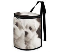 DWTJKMS Cute Maltese Puppy Car Trash Can with Lid Large Capacity Hanging Auto Trash Bin Leak-Proof Waterproof Trash Bin Cars Must Haves Interior Accessories