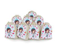DWTJKMS Cute Nurse Gift Pouches 8PCS Portable Small Drawstring Storage Bags Pouches Reusable Cotton Linen Bunches Pocket For Wedding, Travel, Office, Workout (Unisex)