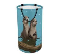 DWTJKMS Cute Otters Laundry Basket, Collapsible Dirty Clothes Hamper with Easy Carry Handles, Large Storage Basket for Laundry Room Dorm, Family